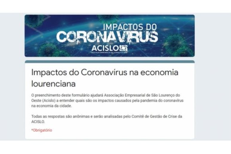 Capa notícia Acislo lança pesquisa para identificar os impactos do coronavírus nas empresas